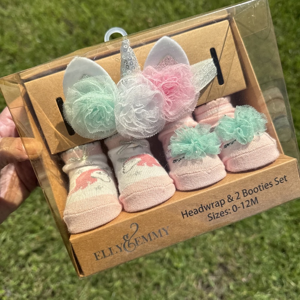 Elly & Emmy 0-12M Headwrap & 2 Booties Set